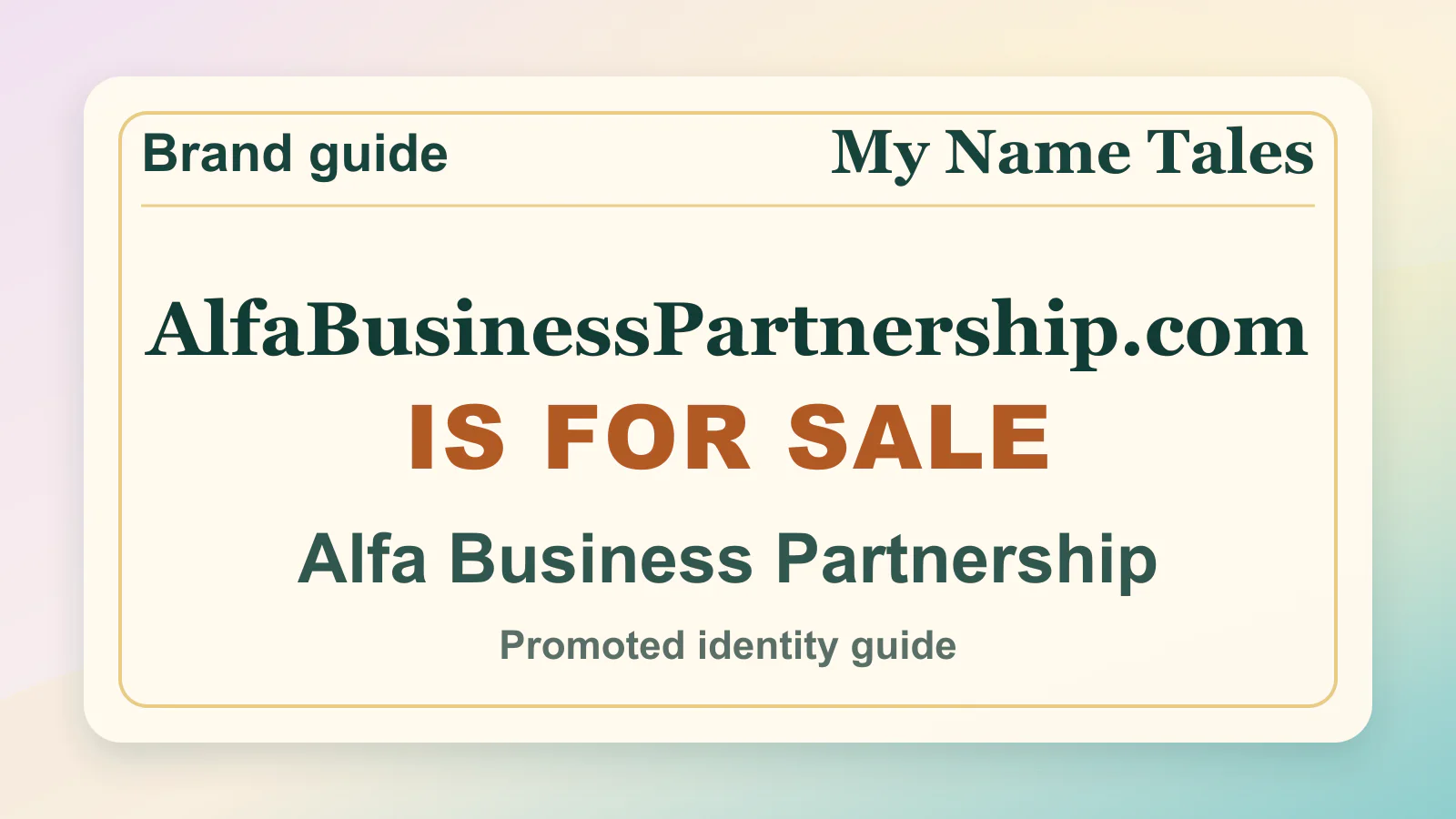 Alfa Business Partnership brandable domain guide thumbnail on My Name Tales