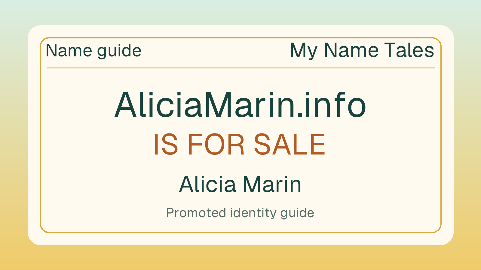 Alicia Marin name guide — AliciaMarin.info is for sale