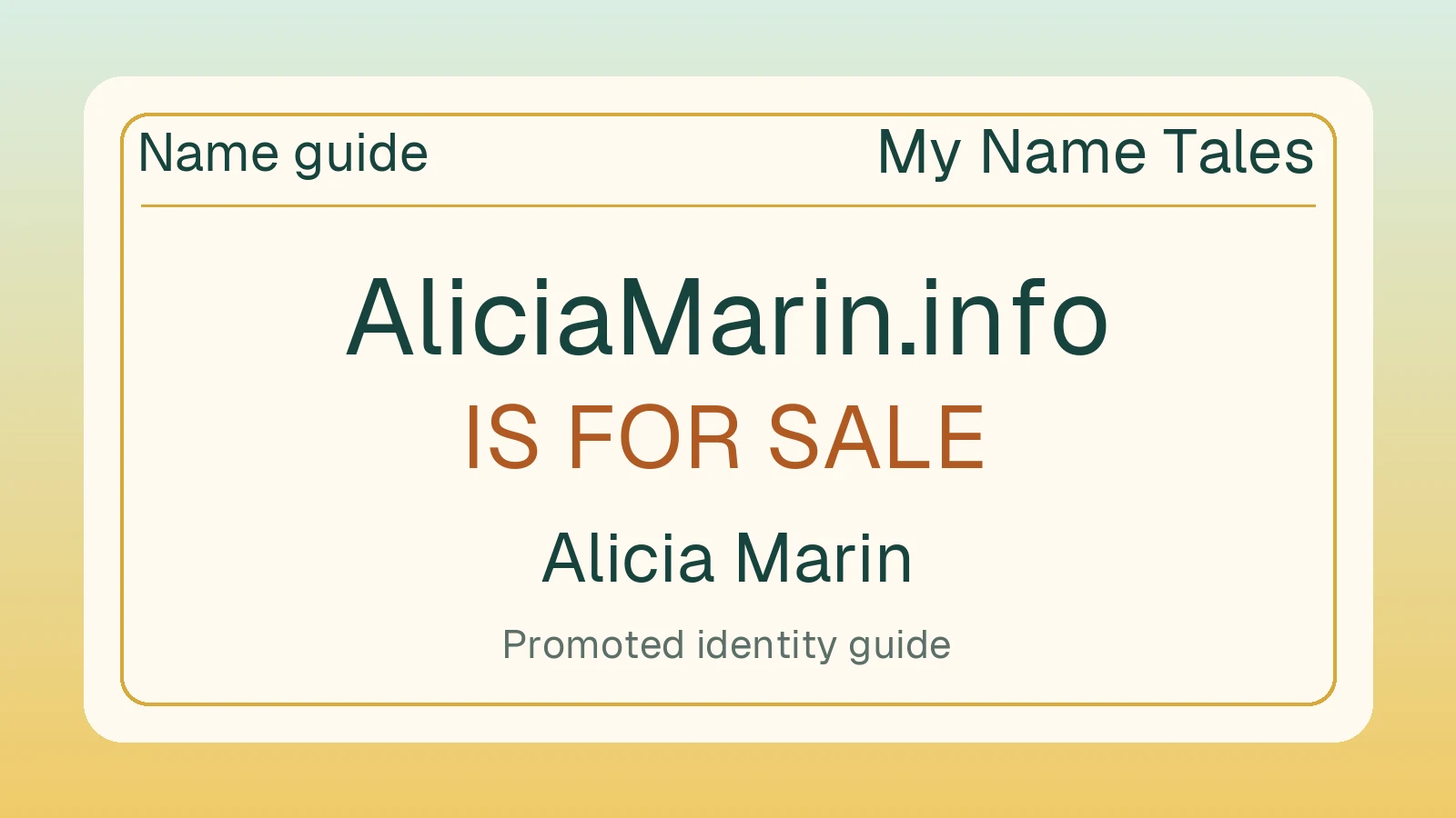 Alicia Marin name guide — AliciaMarin.info is for sale