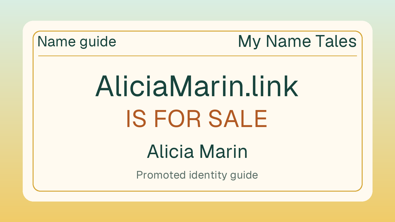 Alicia Marin name guide — AliciaMarin.link is for sale