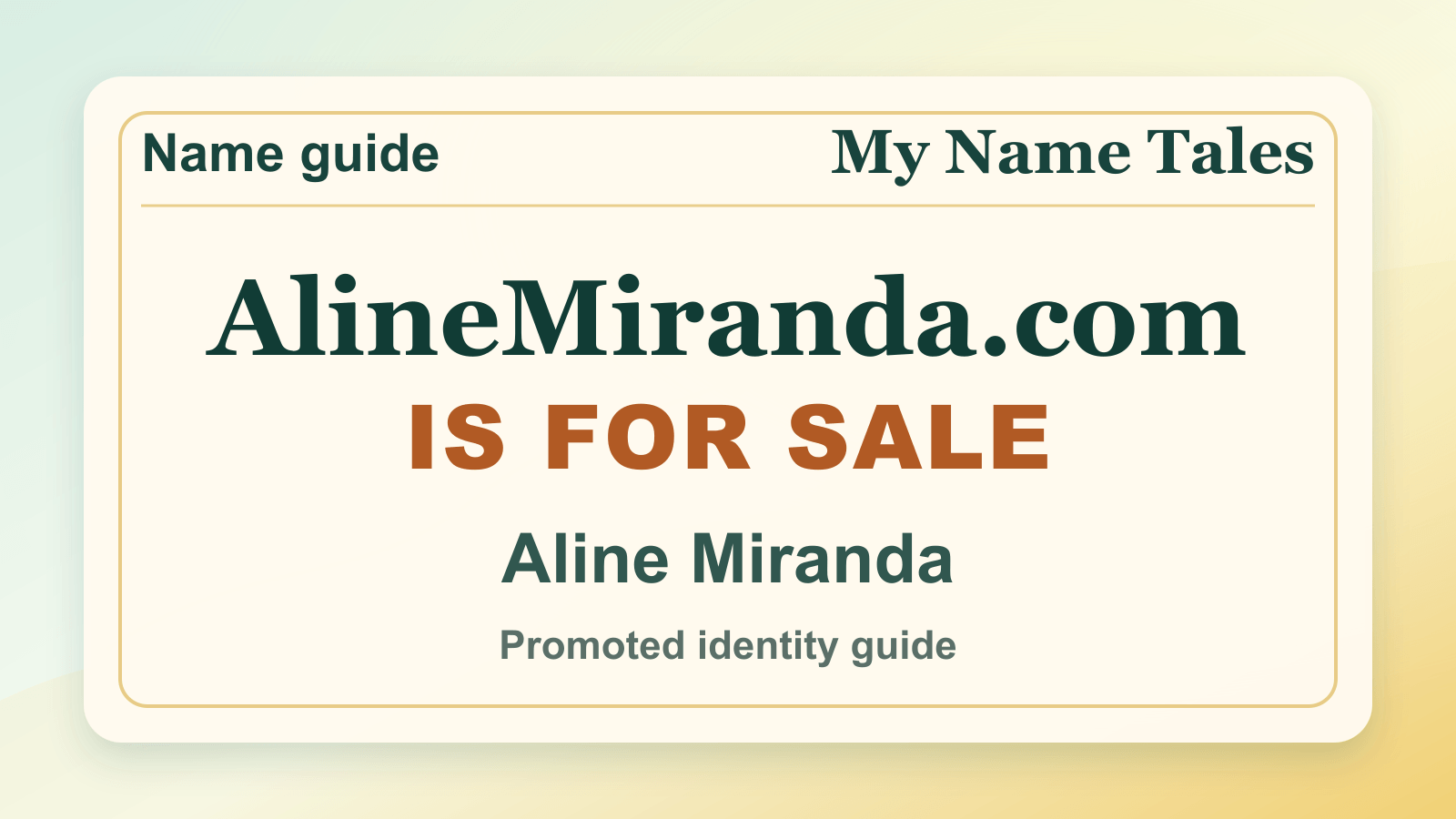 Aline Miranda identity guide image — AlineMiranda.com is for sale