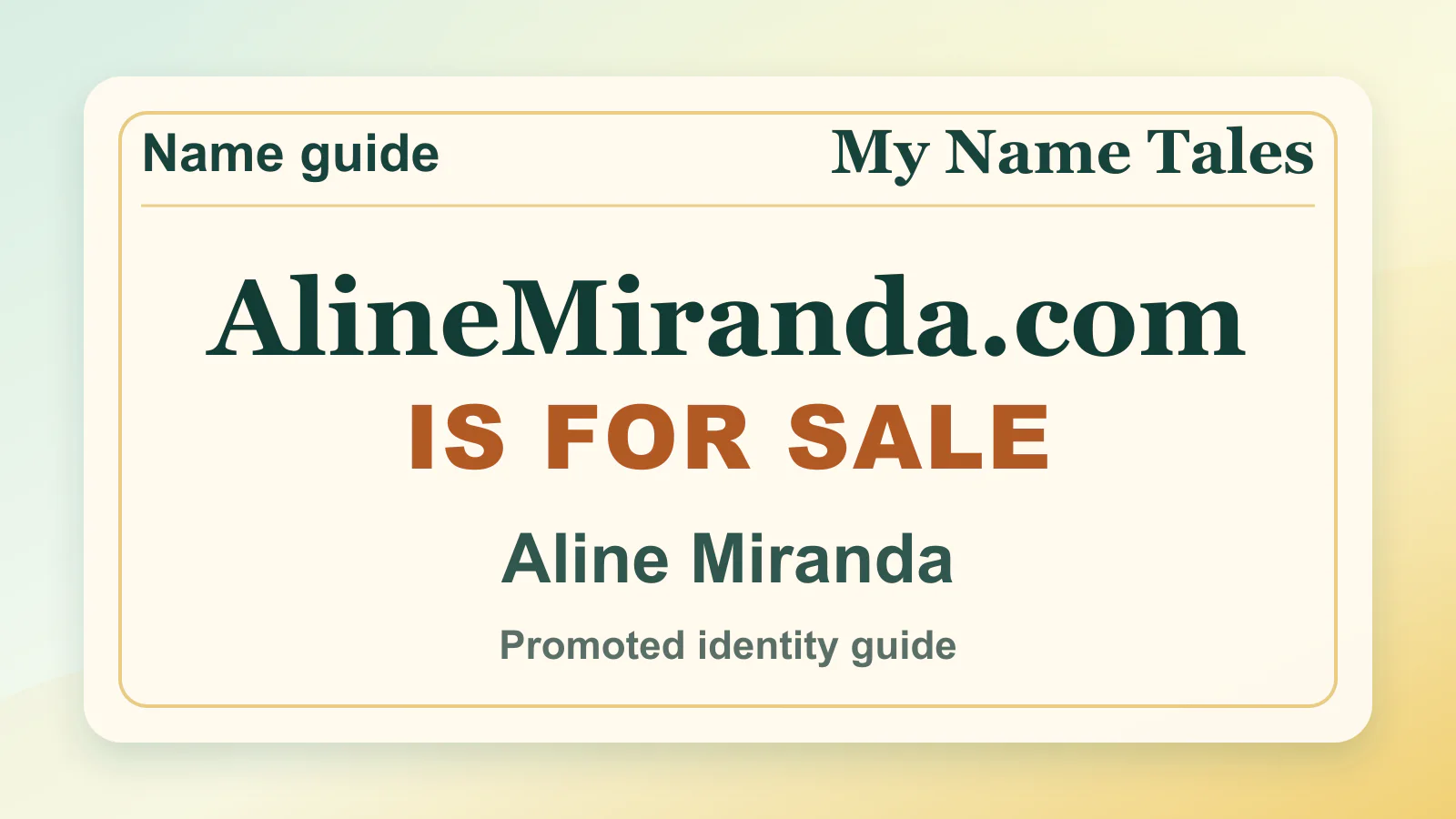 Aline Miranda personal name guide thumbnail on My Name Tales