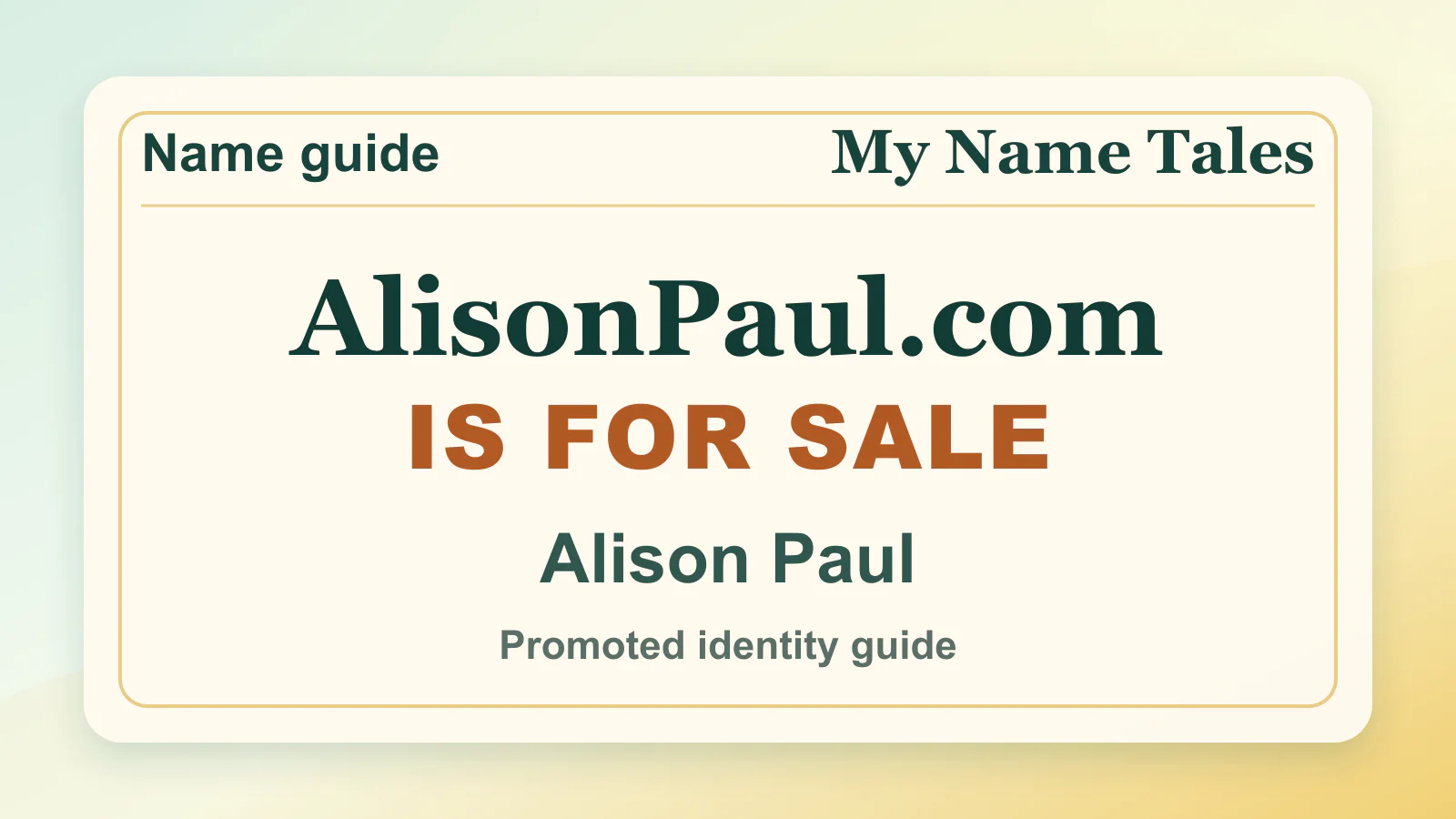 Alison Paul personal name guide thumbnail on My Name Tales
