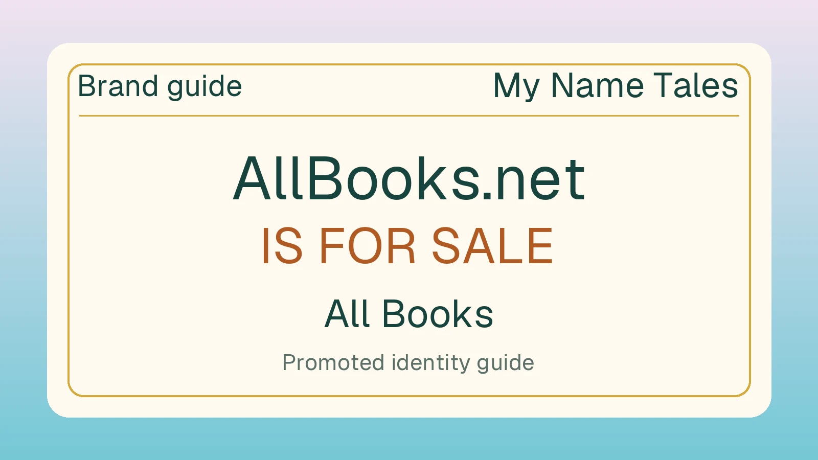 All Books brand guide — AllBooks.net is for sale