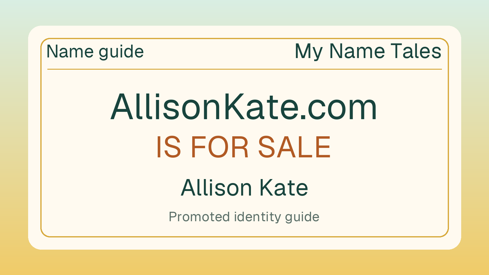 Allison Kate name guide — AllisonKate.com is for sale