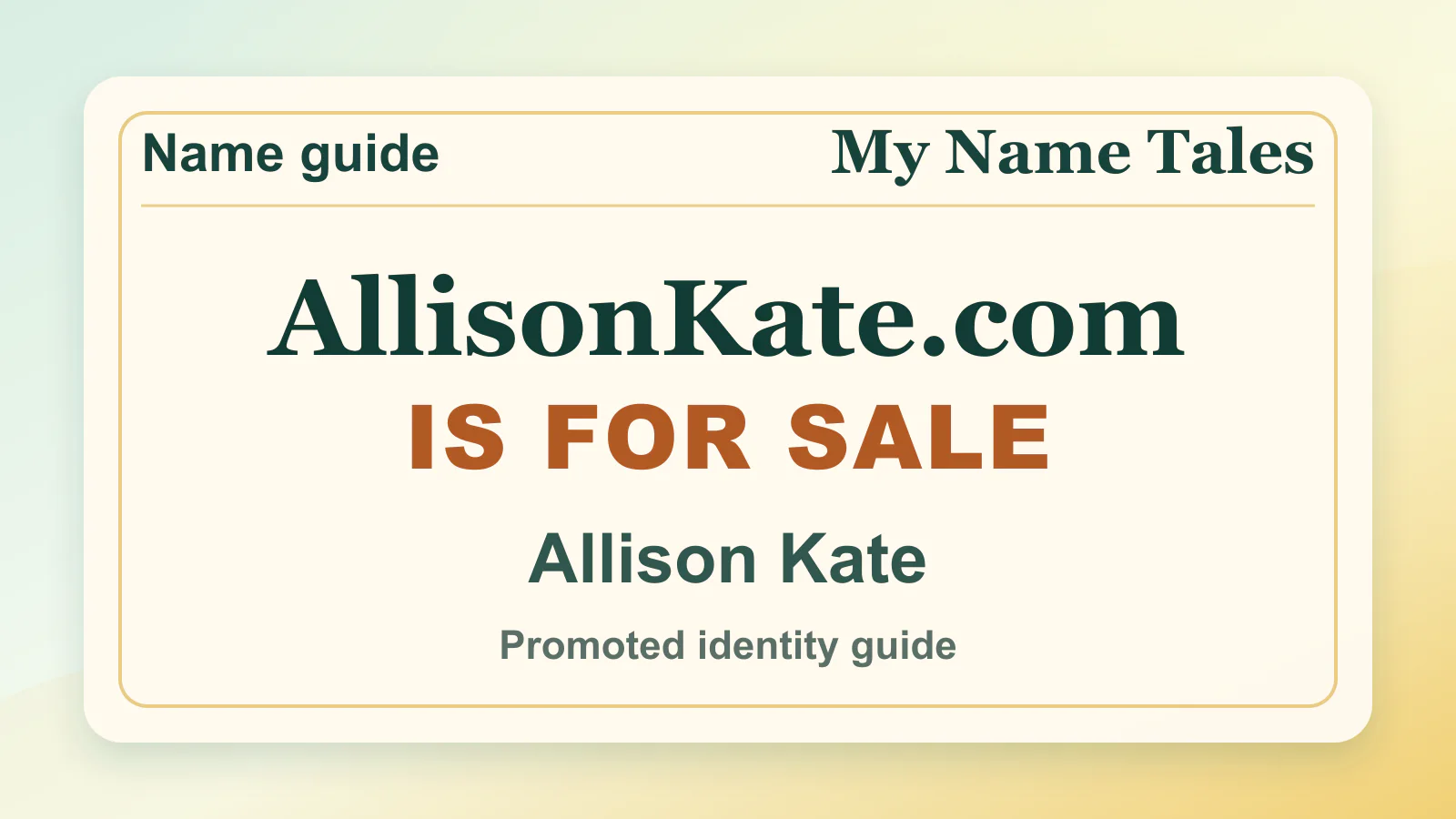 Allison Kate identity guide image — AllisonKate.com is for sale