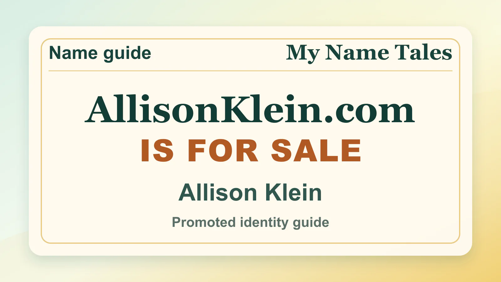 Allison Klein identity guide image — AllisonKlein.com is for sale