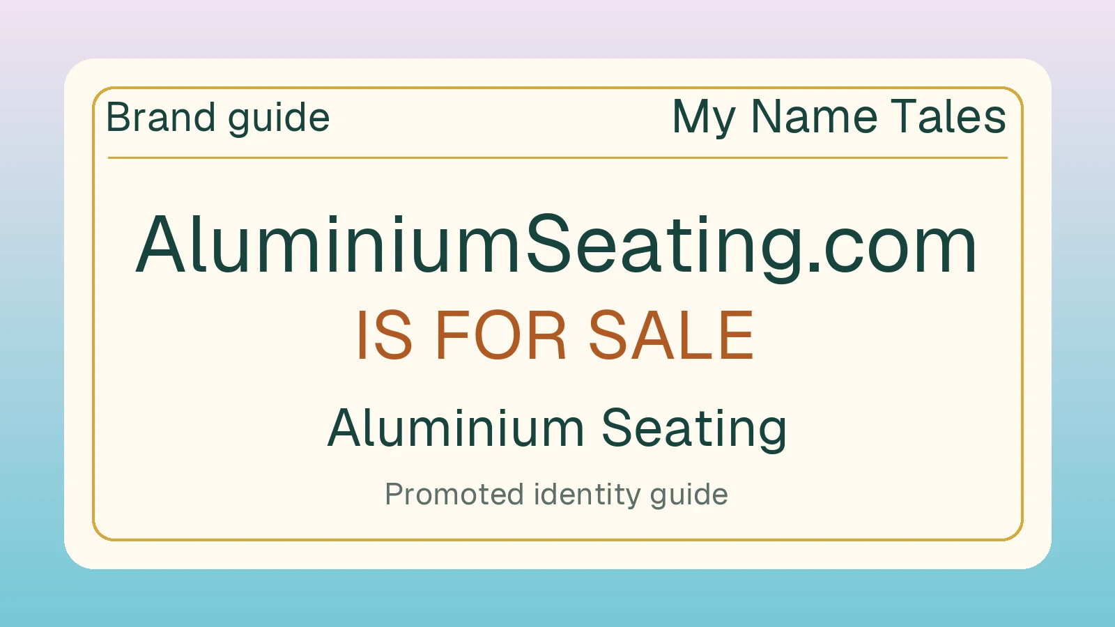 Aluminium Seating brand guide — AluminiumSeating.com is for sale