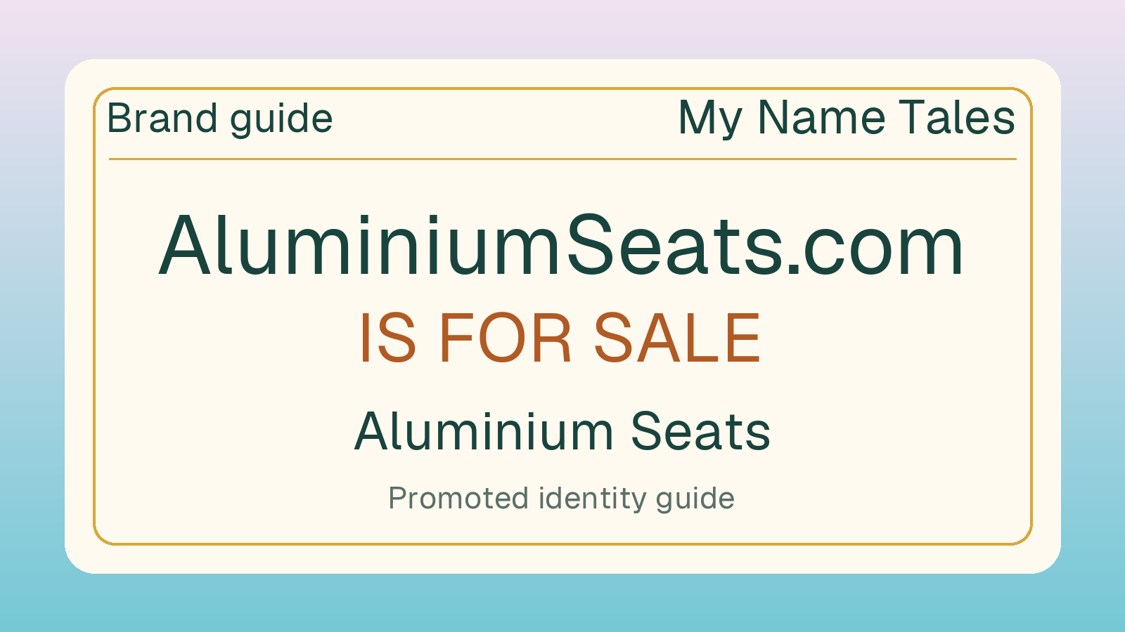 Aluminium Seats brand guide — AluminiumSeats.com is for sale