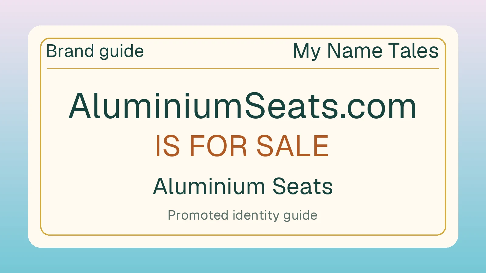 Aluminium Seats brand guide — AluminiumSeats.com is for sale