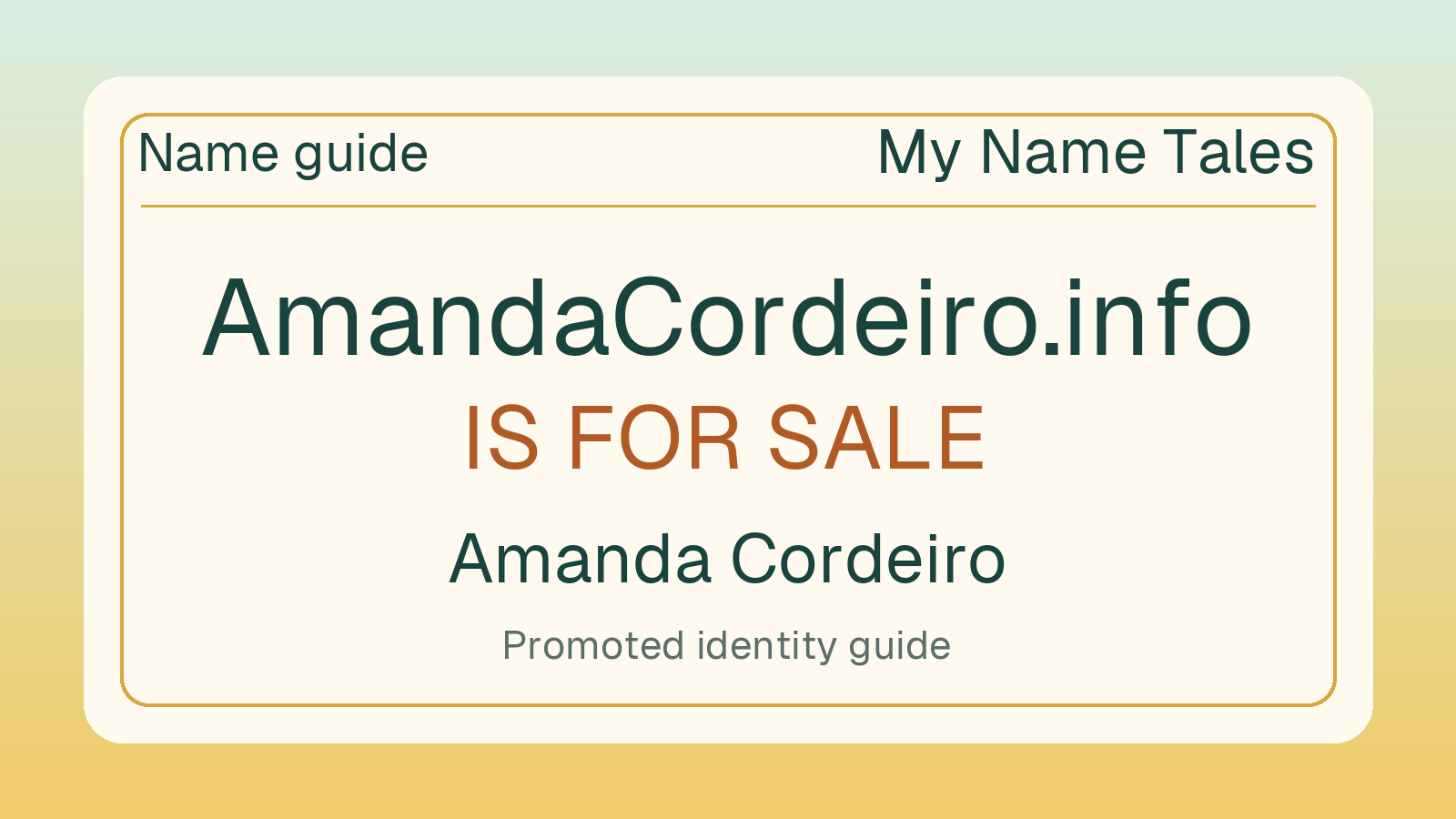 Amanda Cordeiro name guide — AmandaCordeiro.info is for sale