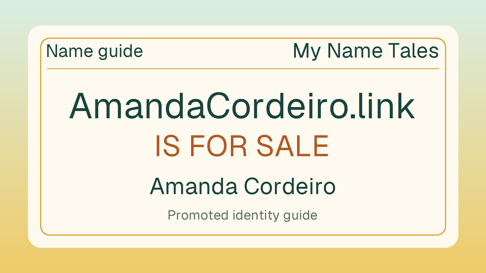 Amanda Cordeiro name guide — AmandaCordeiro.link is for sale