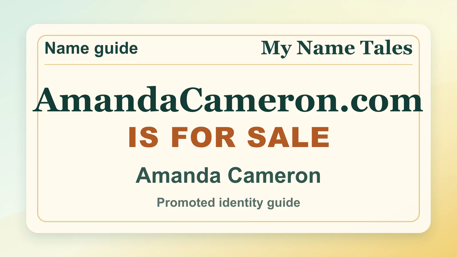 Amanda Cameron personal name guide thumbnail on My Name Tales