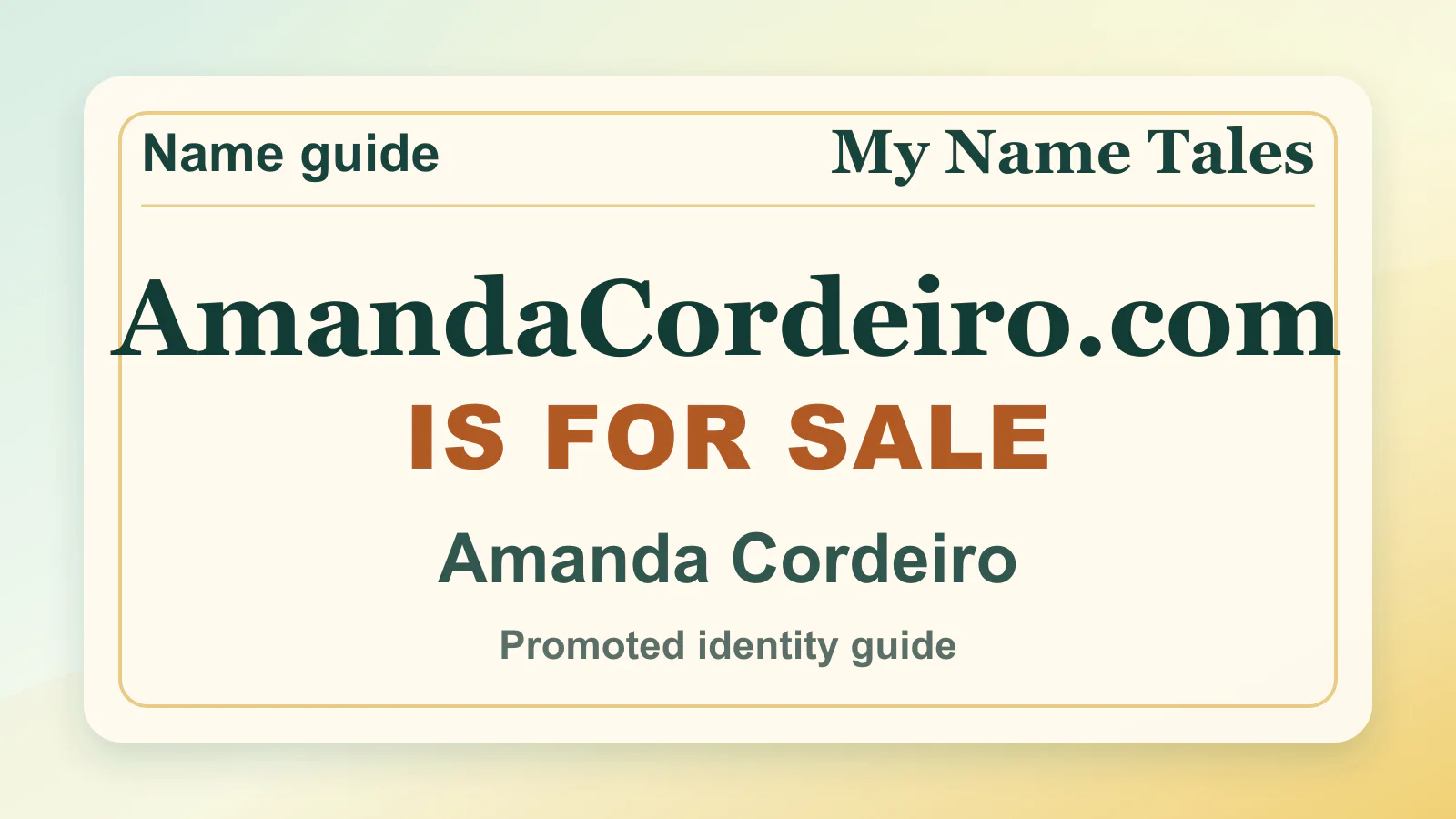Amanda Cordeiro personal name guide thumbnail on My Name Tales