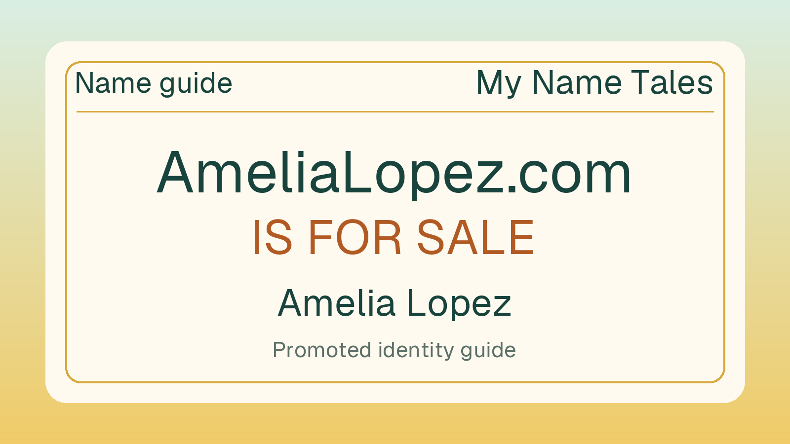 Amelia Lopez name guide — AmeliaLopez.com is for sale