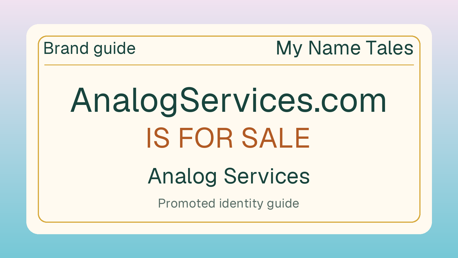 Analog Services brand guide — AnalogServices.com is for sale