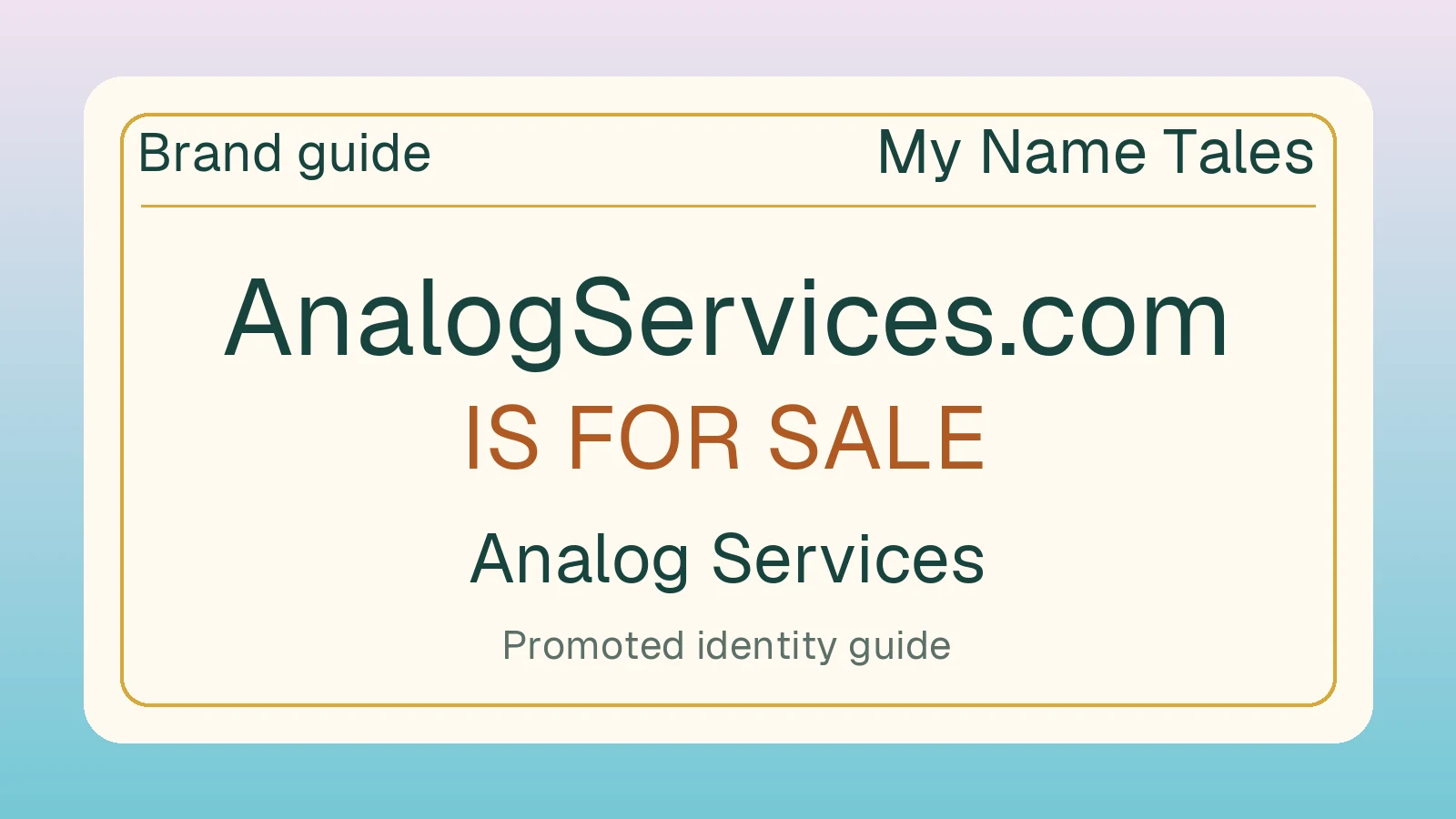 Analog Services brand guide — AnalogServices.com is for sale