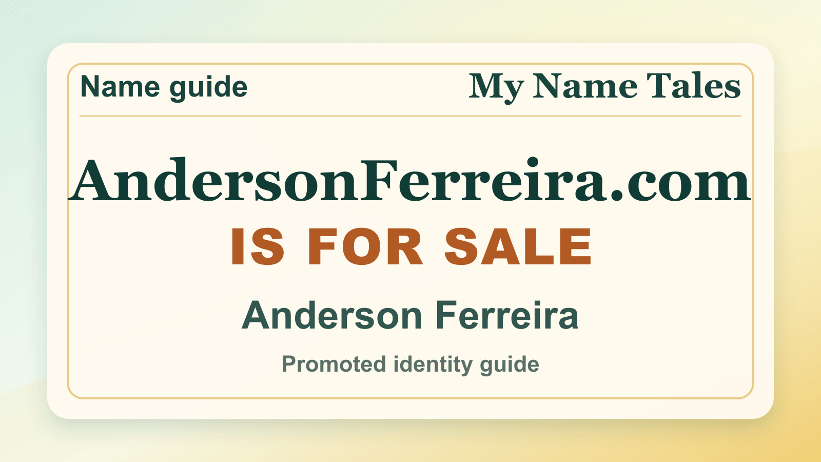 Anderson Ferreira identity guide image — AndersonFerreira.com is for sale