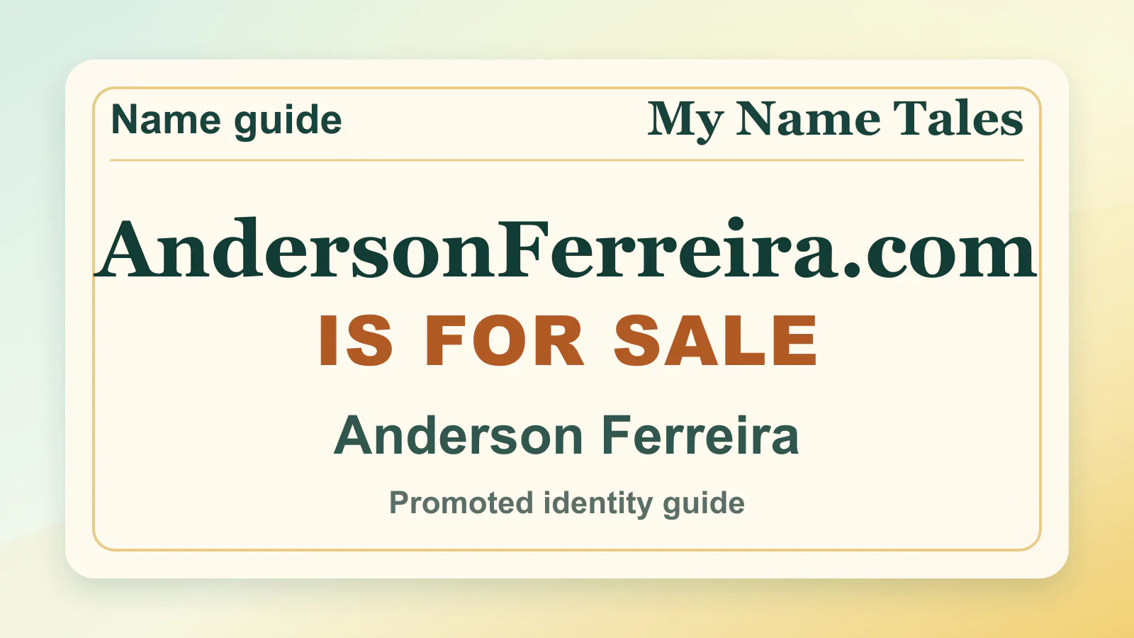 Anderson Ferreira personal name guide thumbnail on My Name Tales