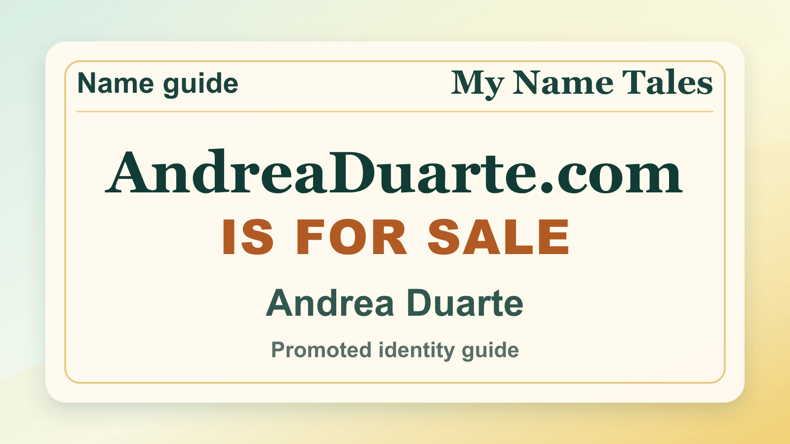 Andrea Duarte identity guide image — AndreaDuarte.com is for sale