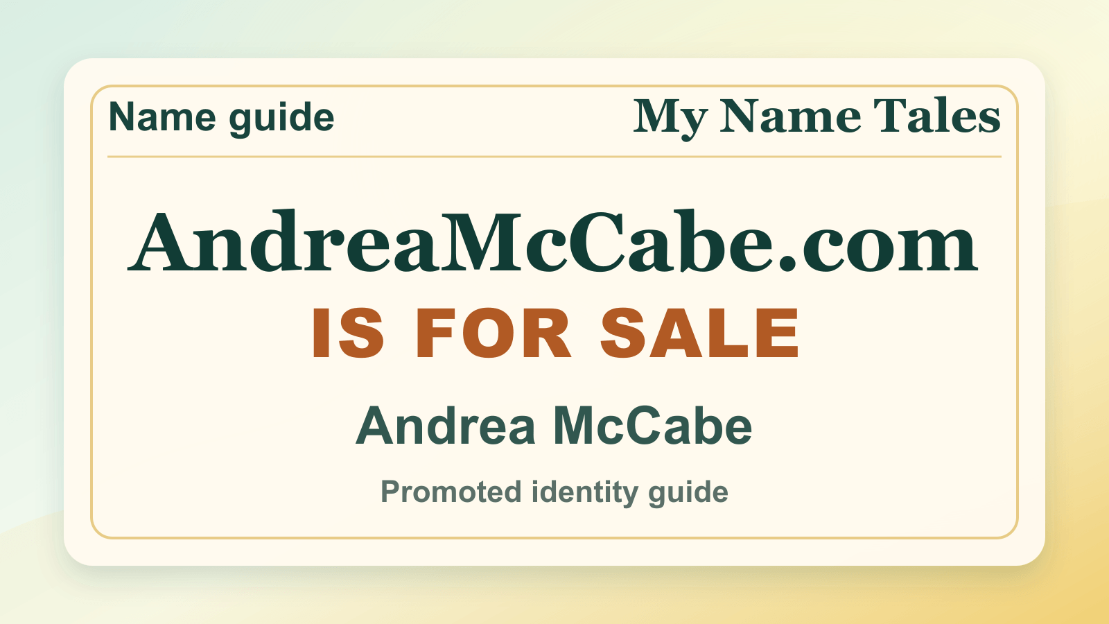 Andrea McCabe identity guide image — AndreaMcCabe.com is for sale