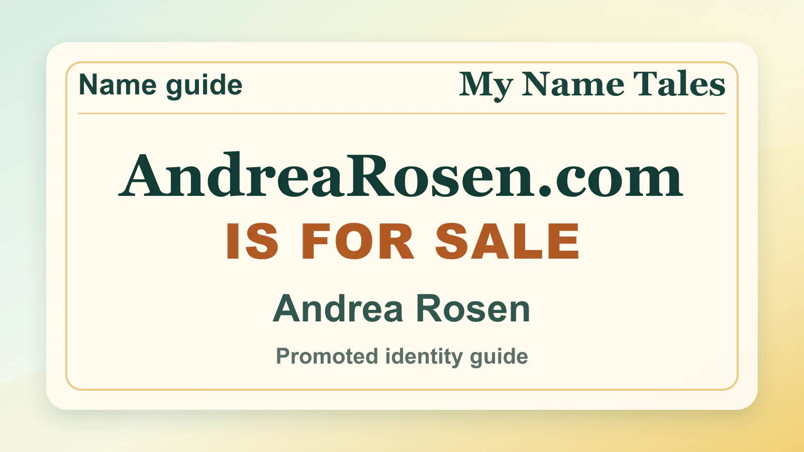 Andrea Rosen personal name guide thumbnail on My Name Tales