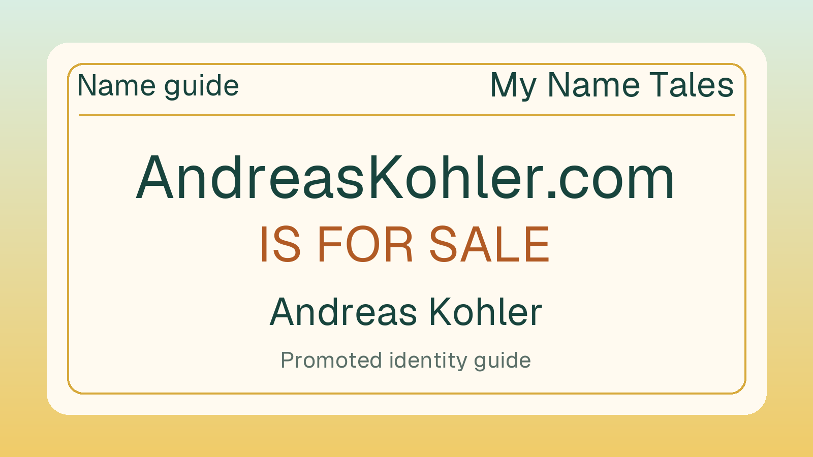 Andreas Kohler name guide — AndreasKohler.com is for sale