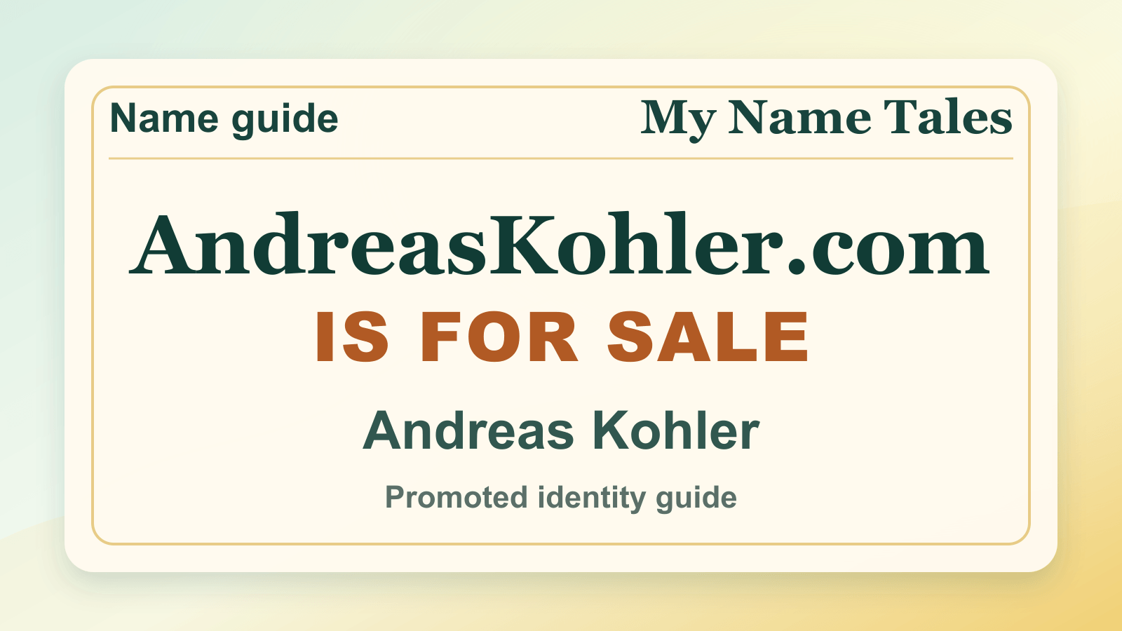 Andreas Kohler identity guide image — AndreasKohler.com is for sale