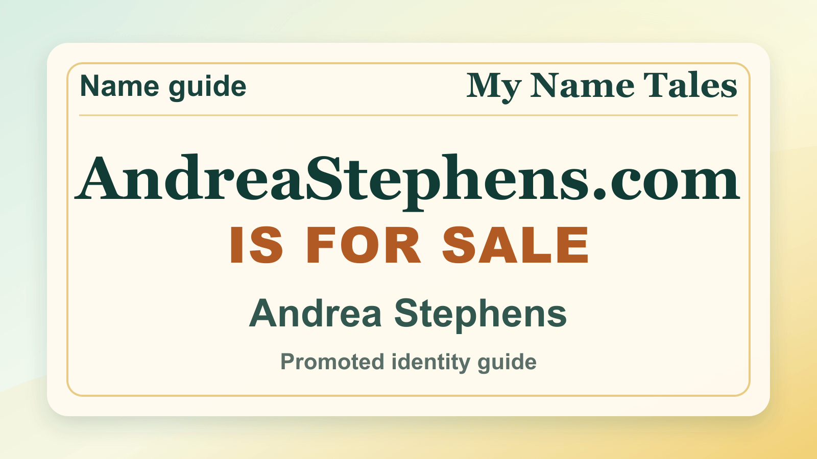 Andrea Stephens identity guide image — AndreaStephens.com is for sale