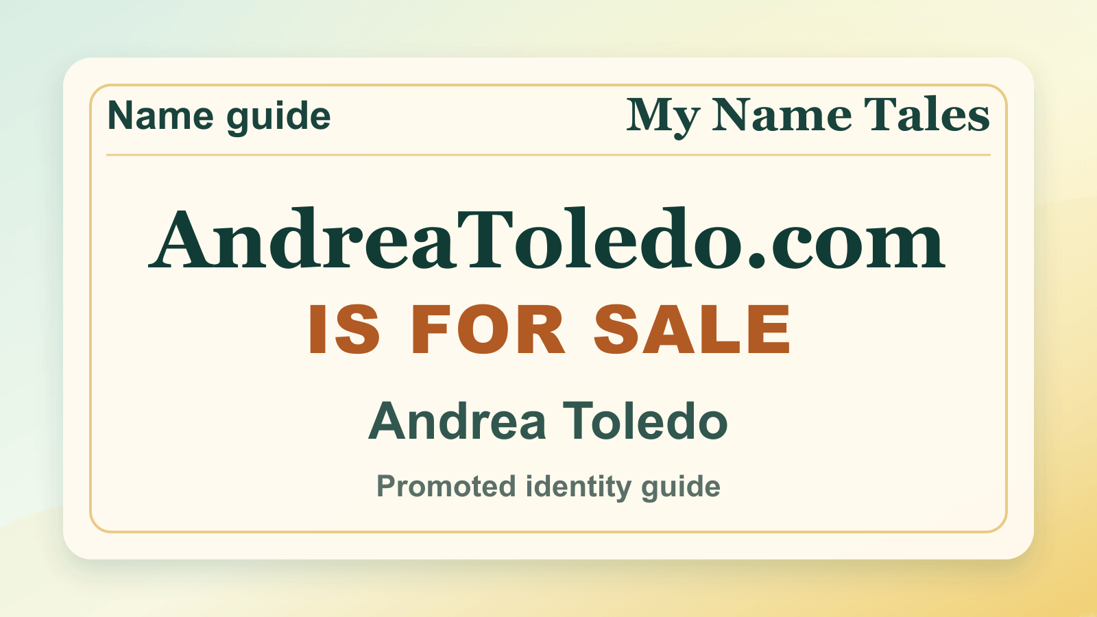 Andrea Toledo identity guide image — AndreaToledo.com is for sale