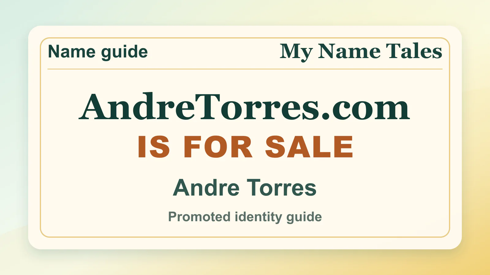 Andre Torres identity guide image — AndreTorres.com is for sale