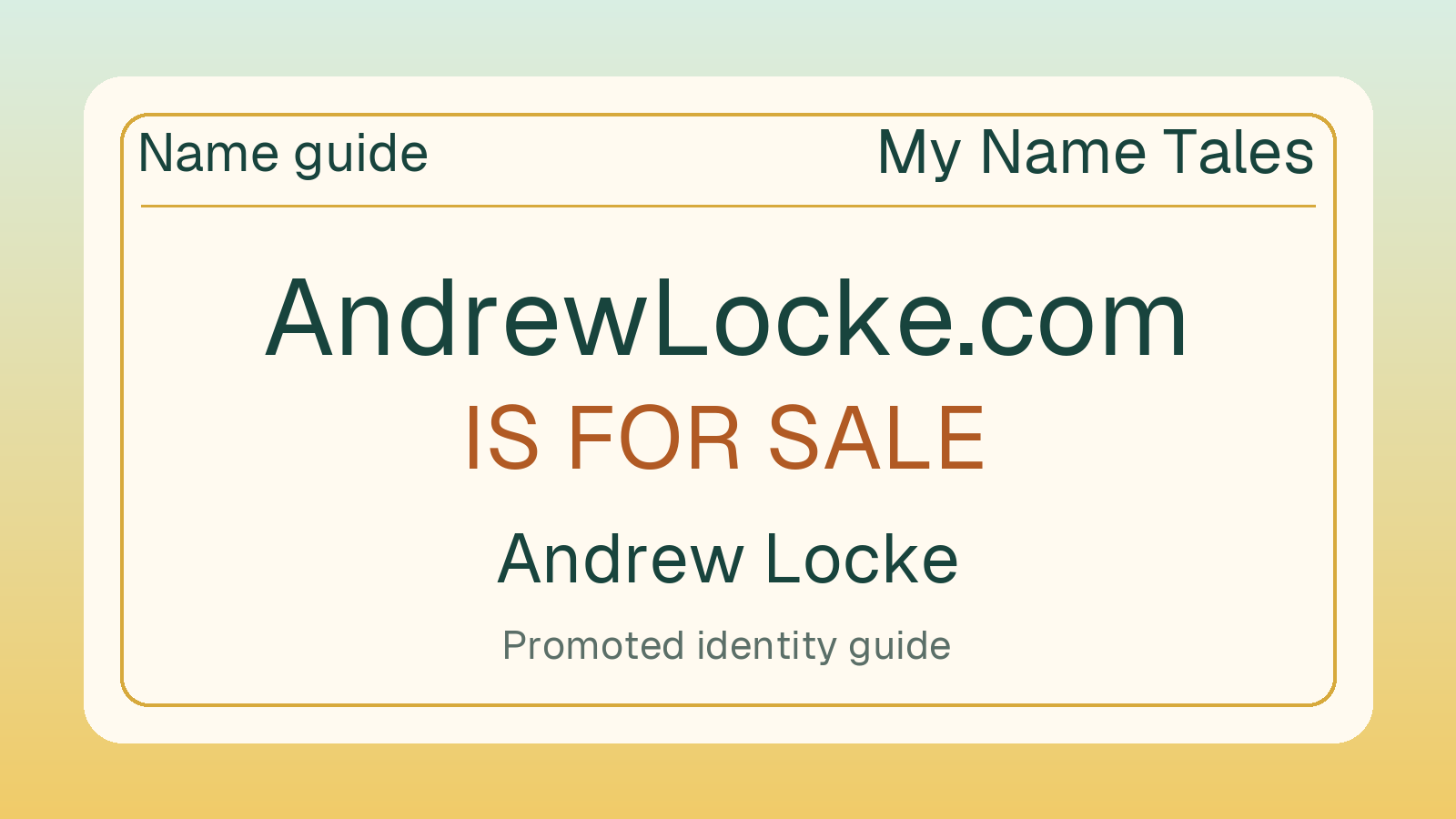 Andrew Locke name guide — AndrewLocke.com is for sale