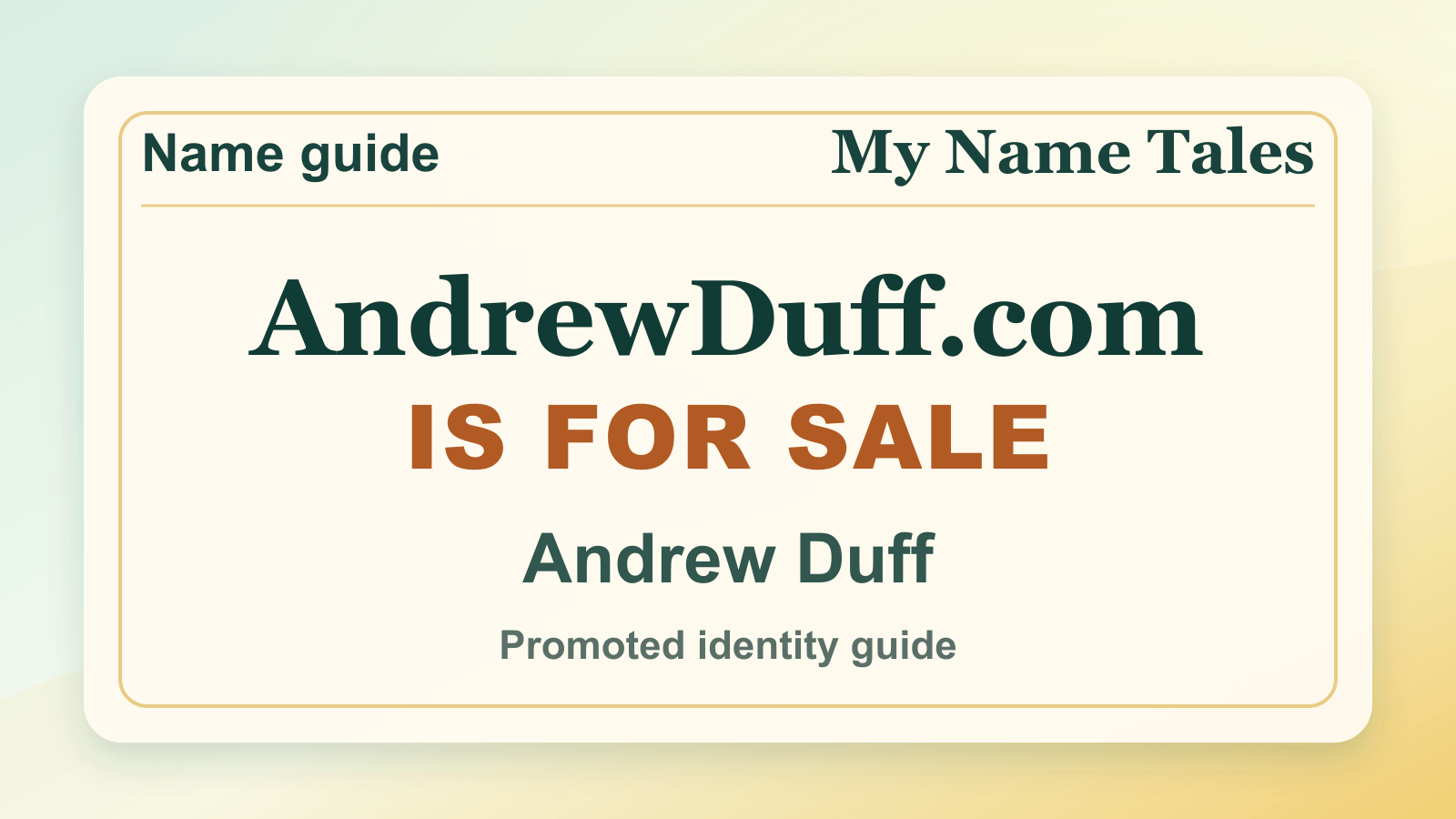 Andrew Duff identity guide image — AndrewDuff.com is for sale