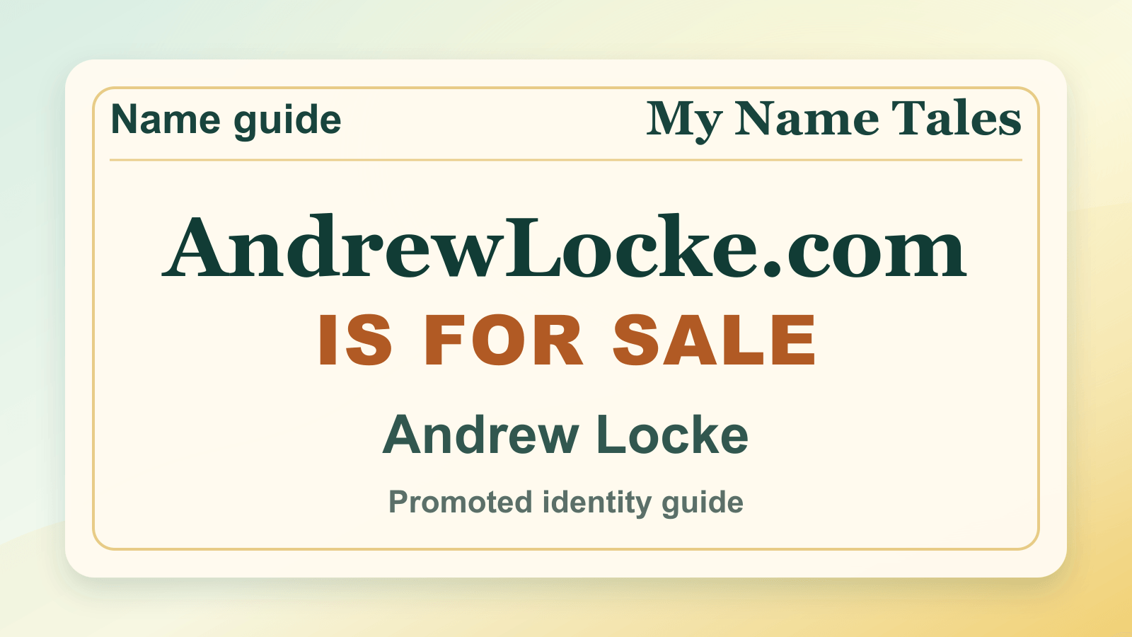 Andrew Locke identity guide image — AndrewLocke.com is for sale