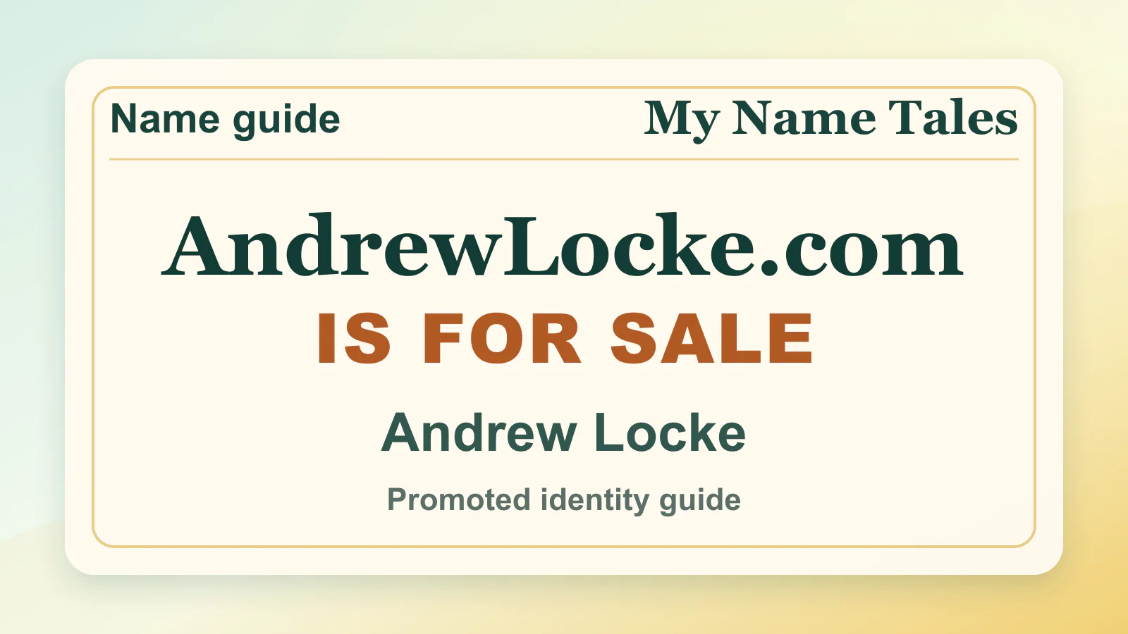 Andrew Locke personal name guide thumbnail on My Name Tales