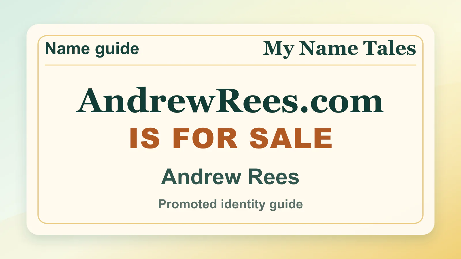 Andrew Rees personal name guide thumbnail on My Name Tales