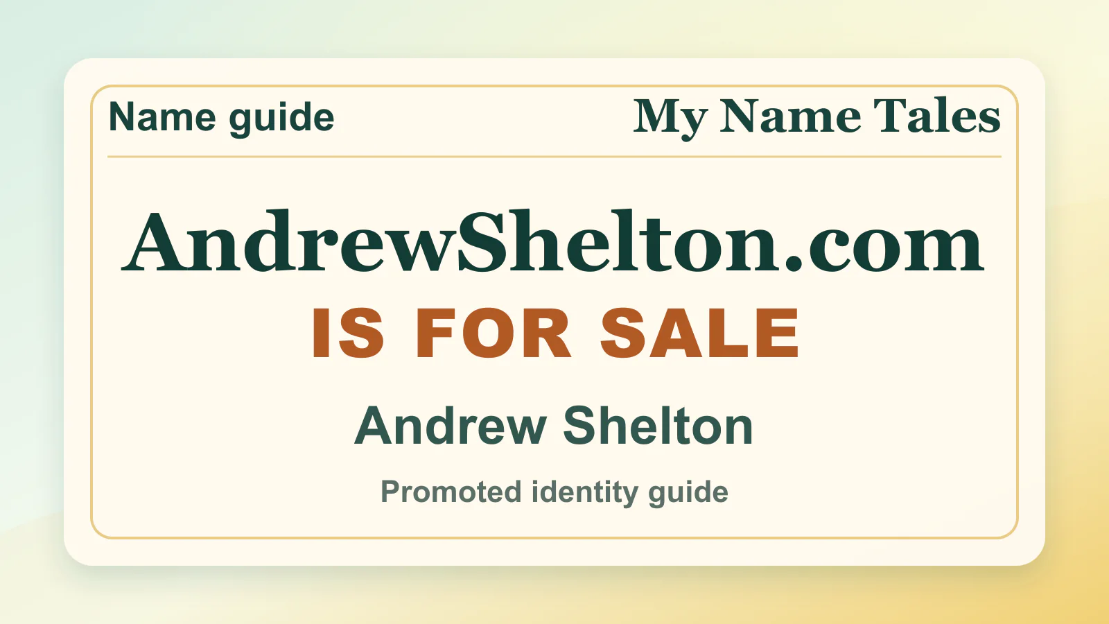Andrew Shelton personal name guide thumbnail on My Name Tales