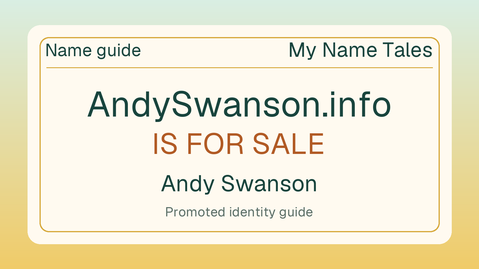 Andy Swanson name guide — AndySwanson.info is for sale
