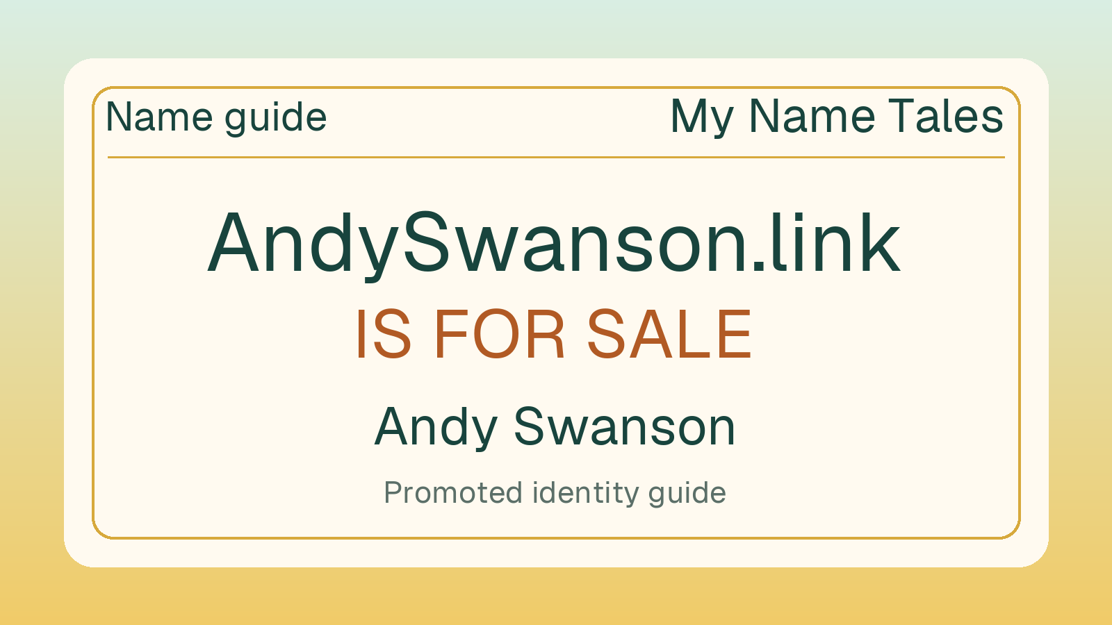Andy Swanson name guide — AndySwanson.link is for sale