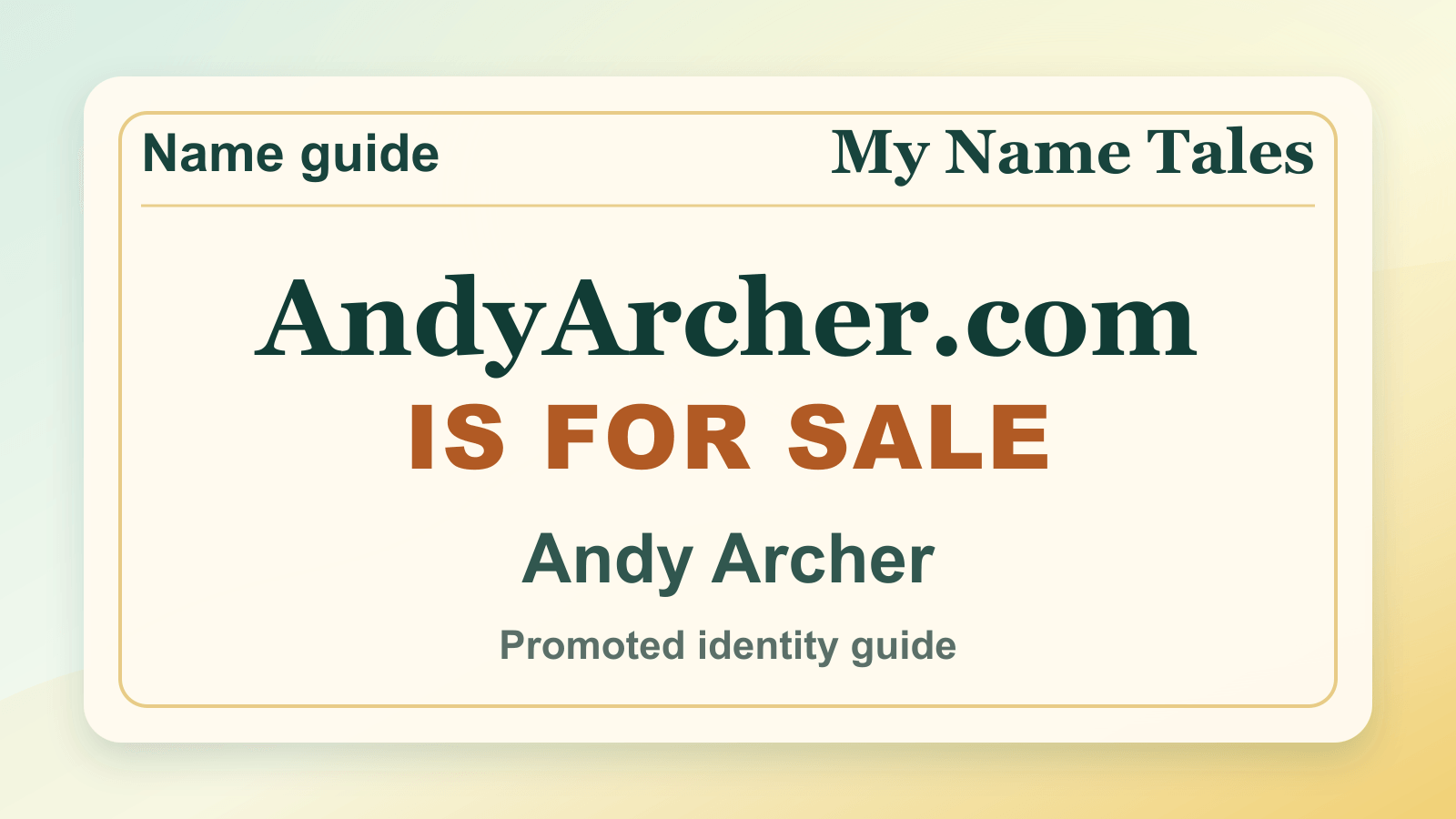 Andy Archer identity guide image — AndyArcher.com is for sale