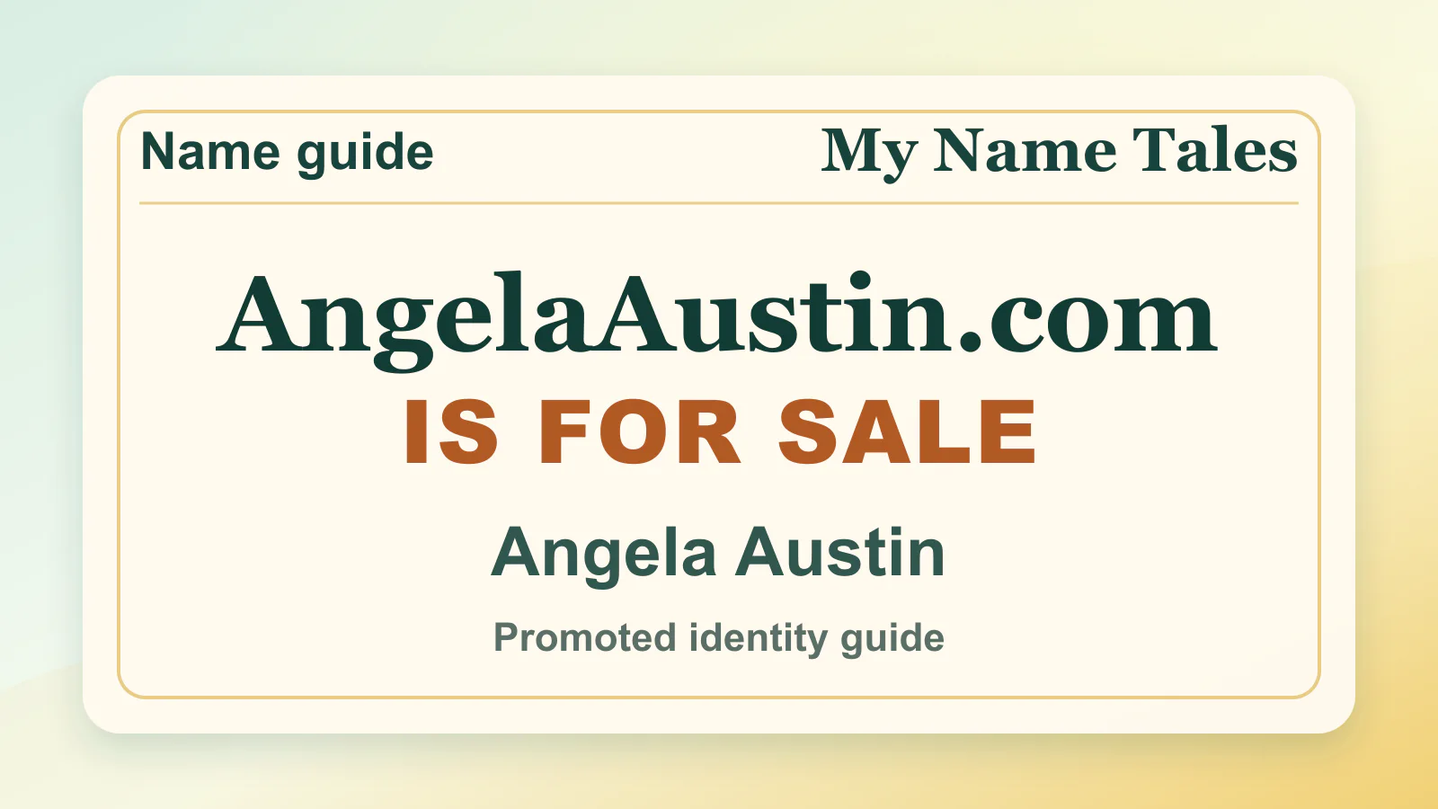 Angela Austin personal name guide thumbnail on My Name Tales