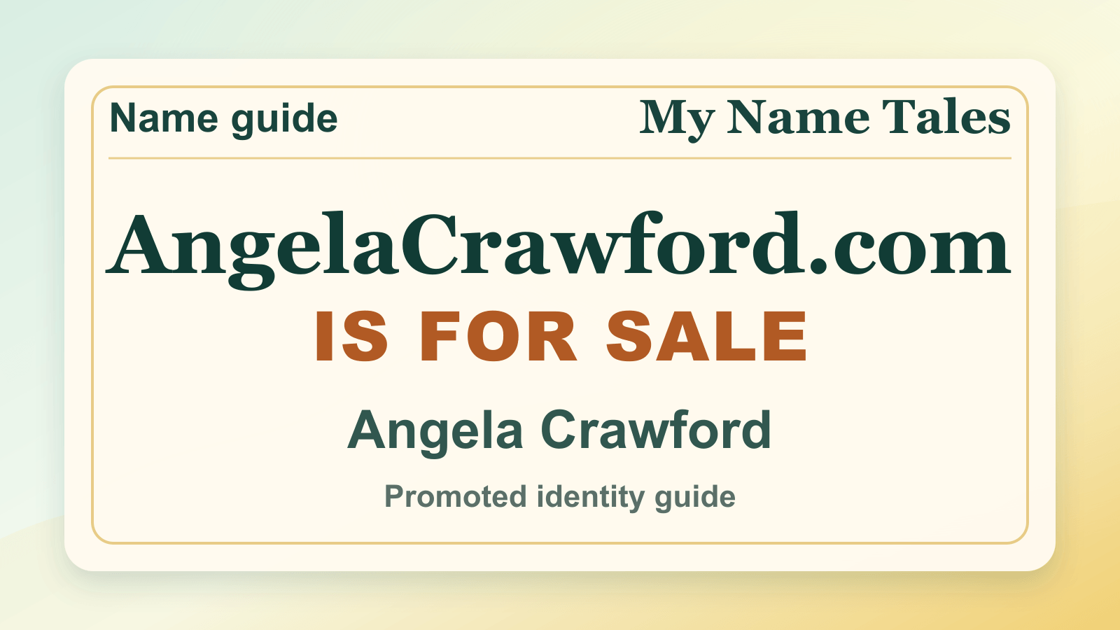 Angela Crawford identity guide image — AngelaCrawford.com is for sale