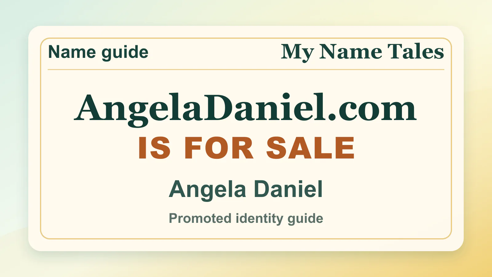 Angela Daniel personal name guide thumbnail on My Name Tales