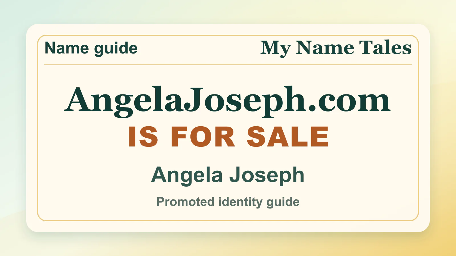 Angela Joseph personal name guide thumbnail on My Name Tales