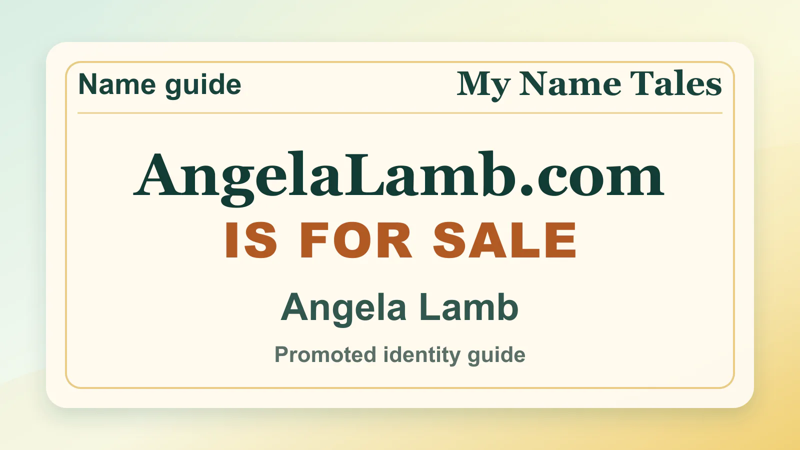 Angela Lamb personal name guide thumbnail on My Name Tales