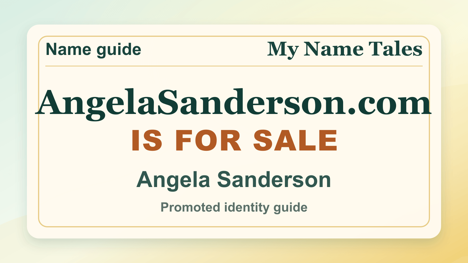 Angela Sanderson identity guide image — AngelaSanderson.com is for sale