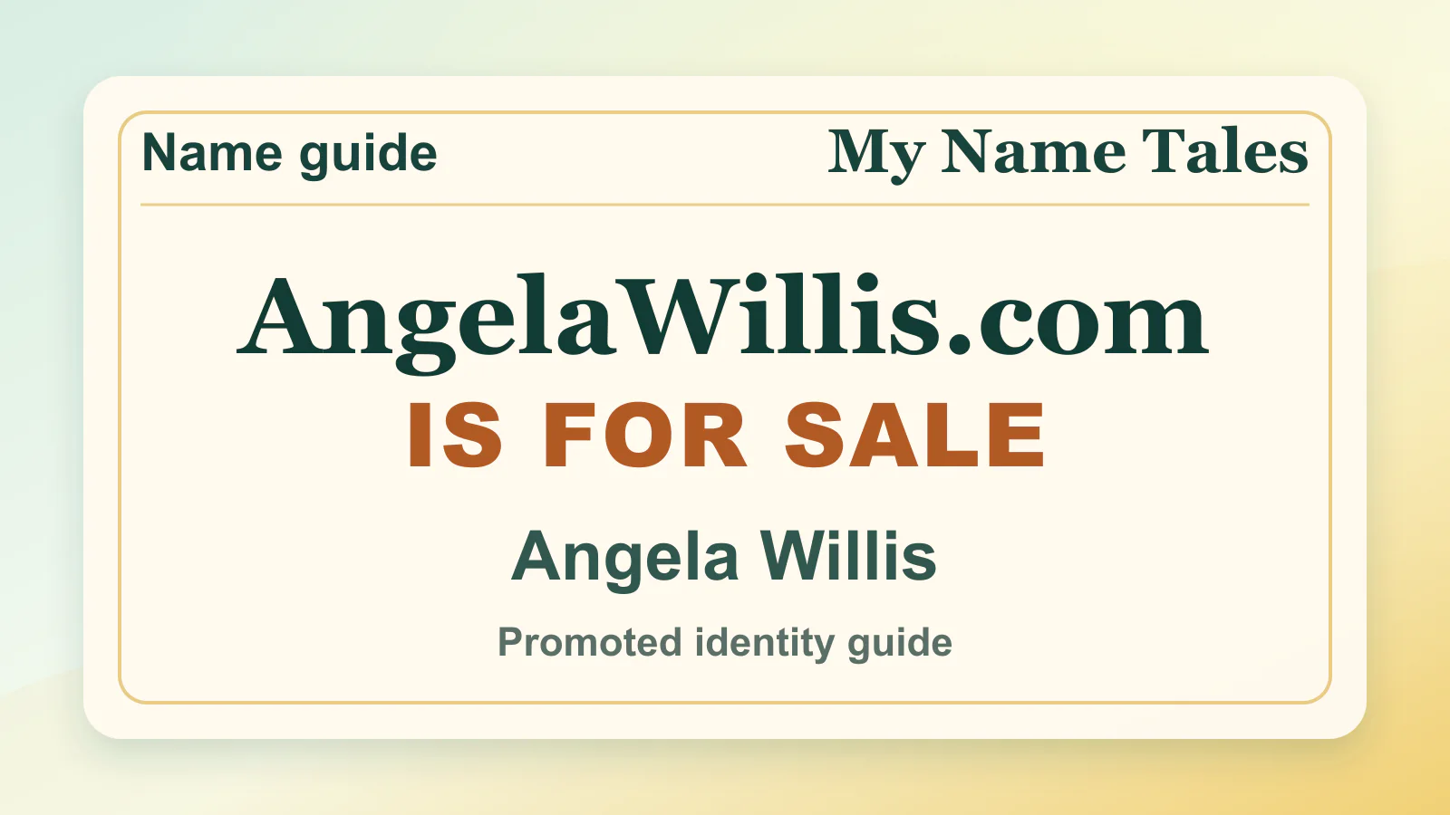 Angela Willis personal name guide thumbnail on My Name Tales