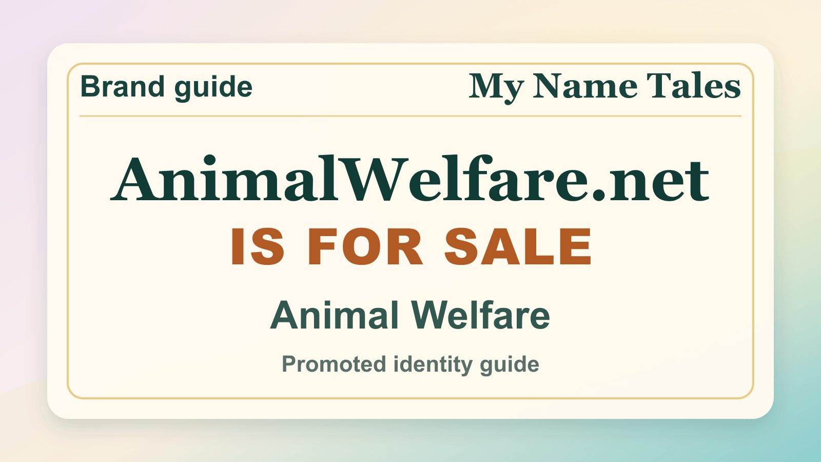 Animal Welfare identity guide image — AnimalWelfare.net is for sale