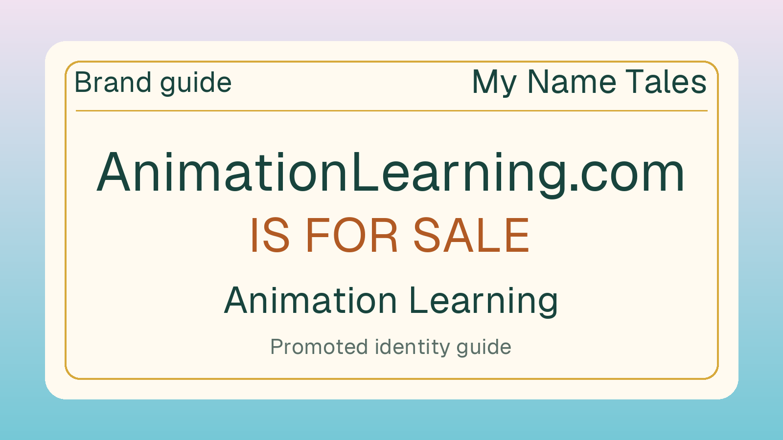 Animation Learning brand guide — AnimationLearning.com is for sale