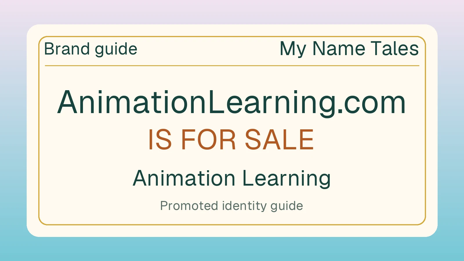 Animation Learning brand guide — AnimationLearning.com is for sale